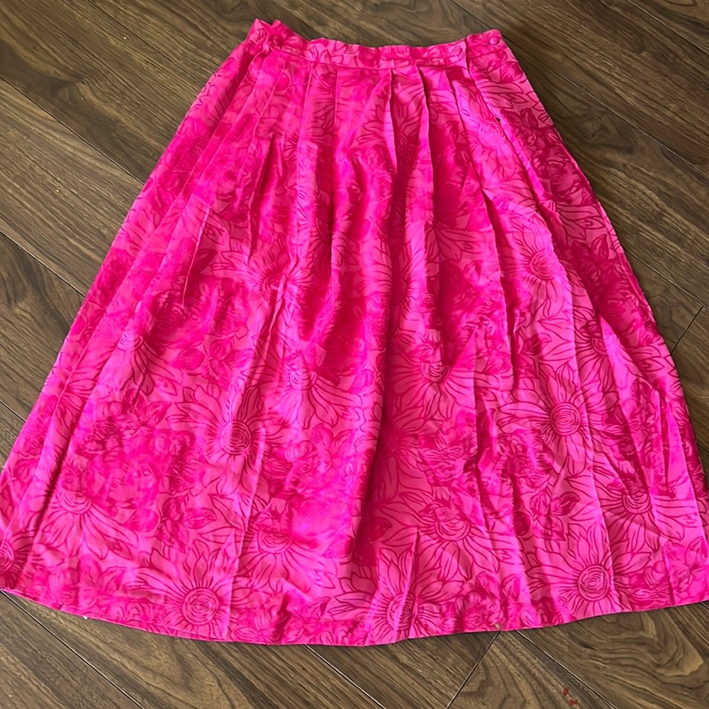 Vintage Linda Lundtrom cotton A-line floral brocade skirt